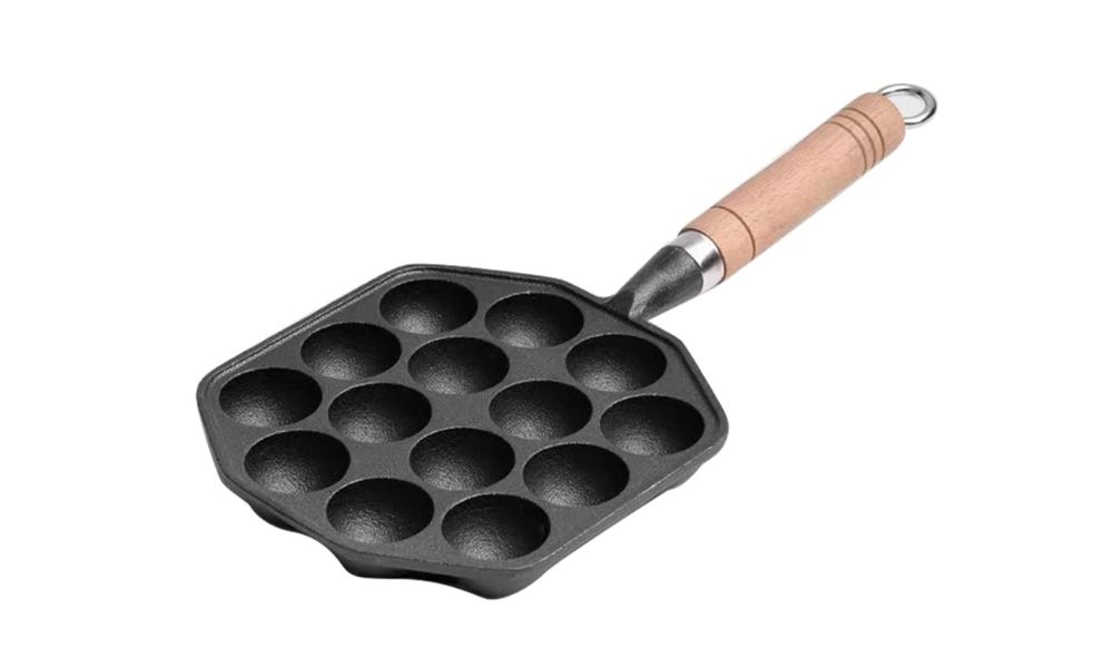 Sartén de hierro fundido para takoyakis.