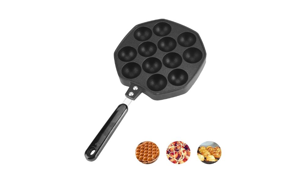 Sartén para takoyaki con 12 agujeros.